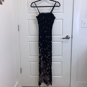 Angie shirred top black floral maxi dress